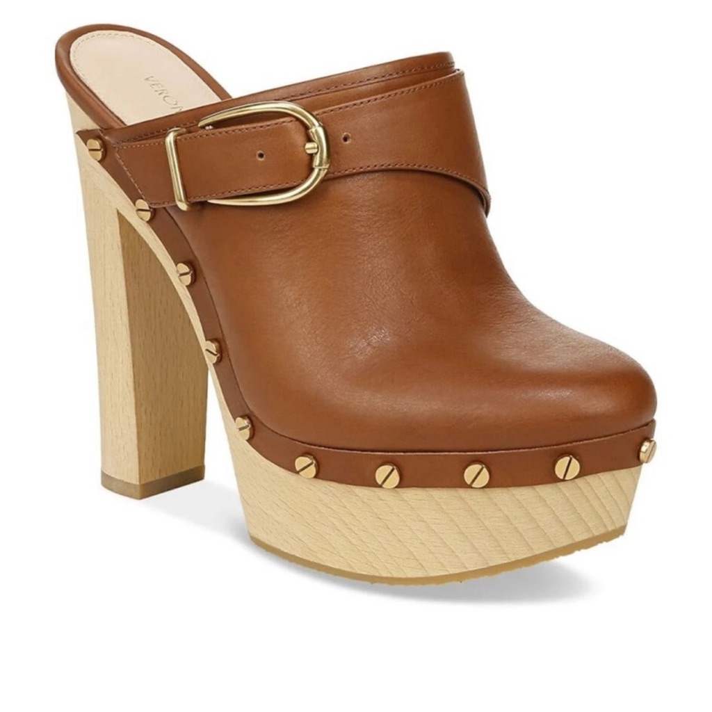 Veronica Beard Alek Caramel Brown Platform Clog’s 10